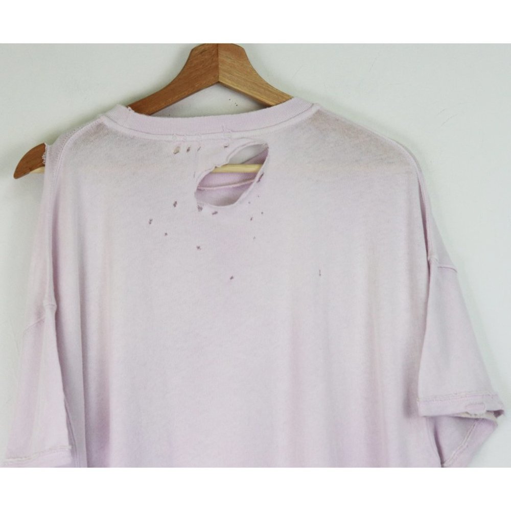 NWT Free People Lucky Distressed Oversized Pocket Crew Tee Shirt Lavender Medium - Picture 9 of 10